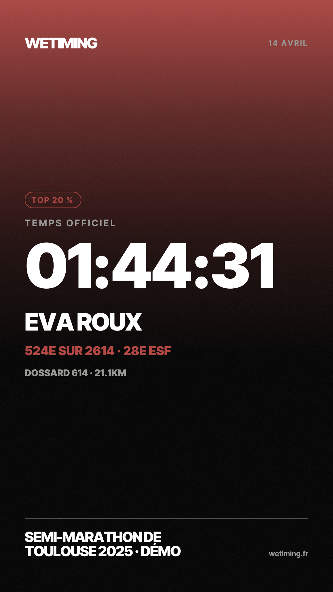 Ton résultat au format Story · aube